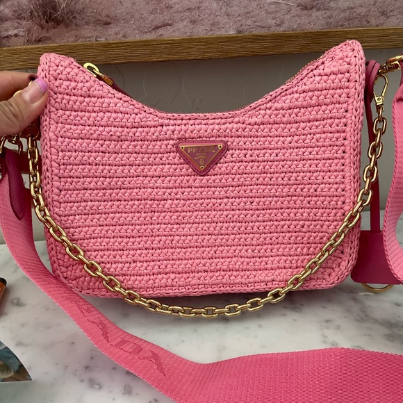 Pink Prada Raffia Re-Edition - Picture 2 of 8